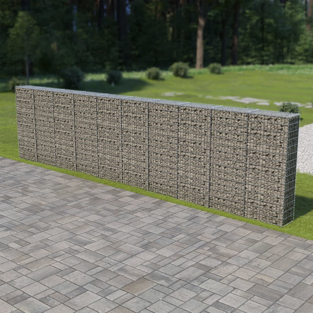 vidaXL Gabionová zeď s víky z pozinkované oceli 600 x 30 x 150 cm