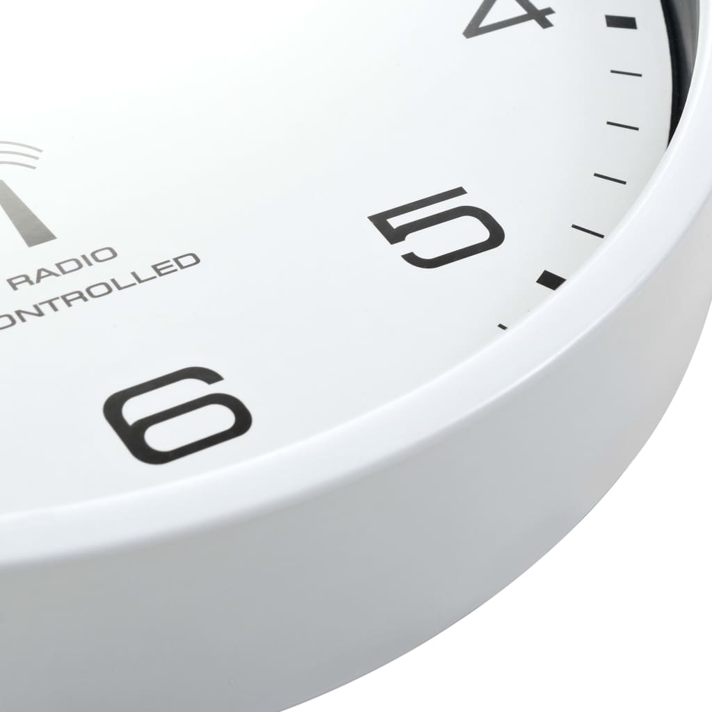 vidaXL Rádiem řízené nástěnné hodiny se strojkem Quartz 31 cm bílé