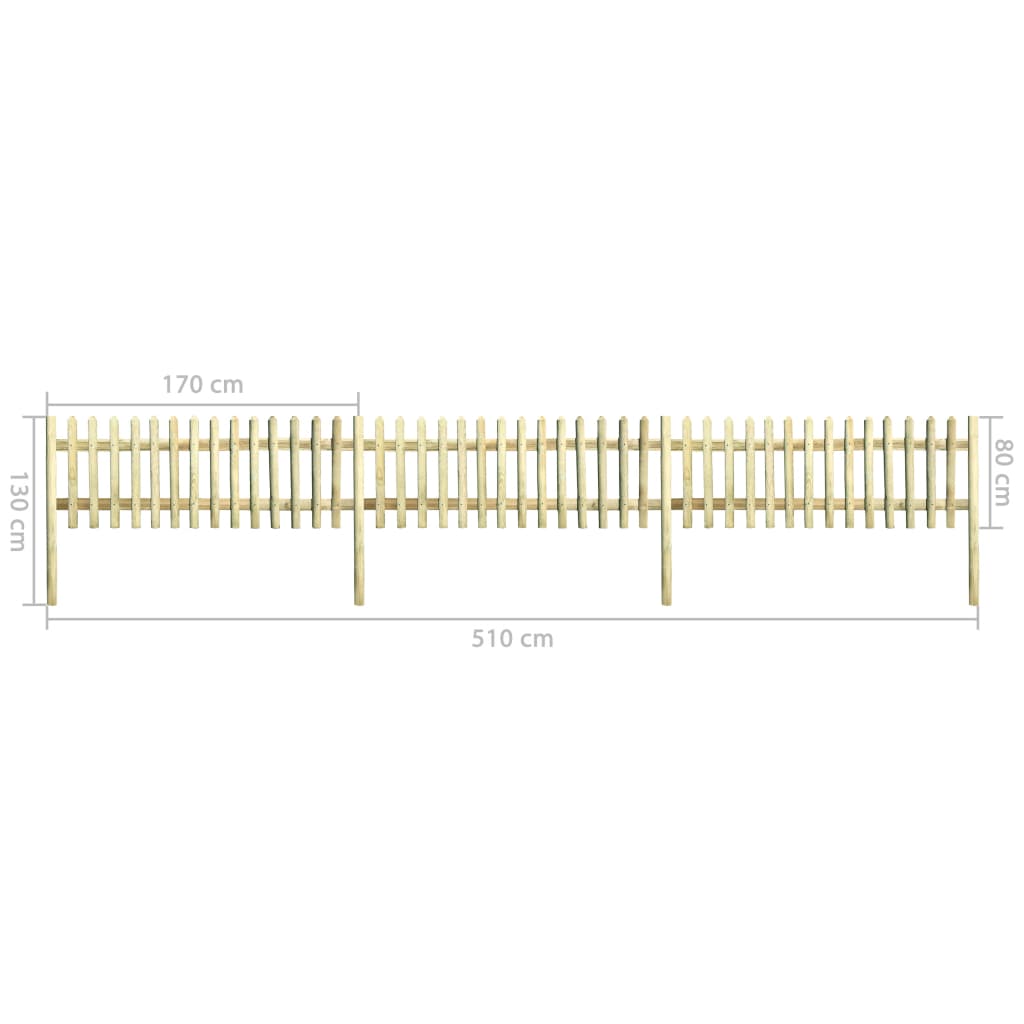 vidaXL Laťkový plot impregnovaná borovice 5,1 m 130 cm 5/7 cm