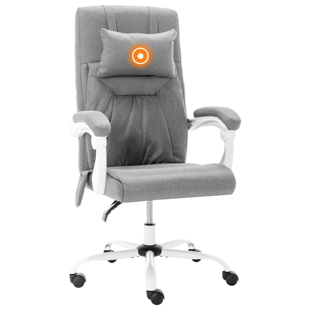 vidaXL Masážní kancelářská židle šedá textil