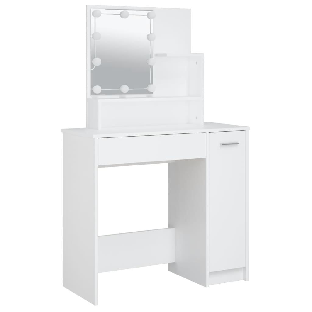 vidaXL Toaletní stolek s LED bílý 86,5 x 35 x 136 cm