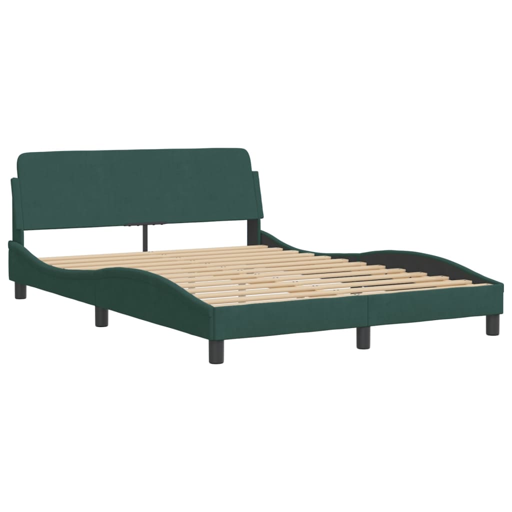 vidaXL Rám postele s čelem tmavě zelený 120 x 200 cm samet