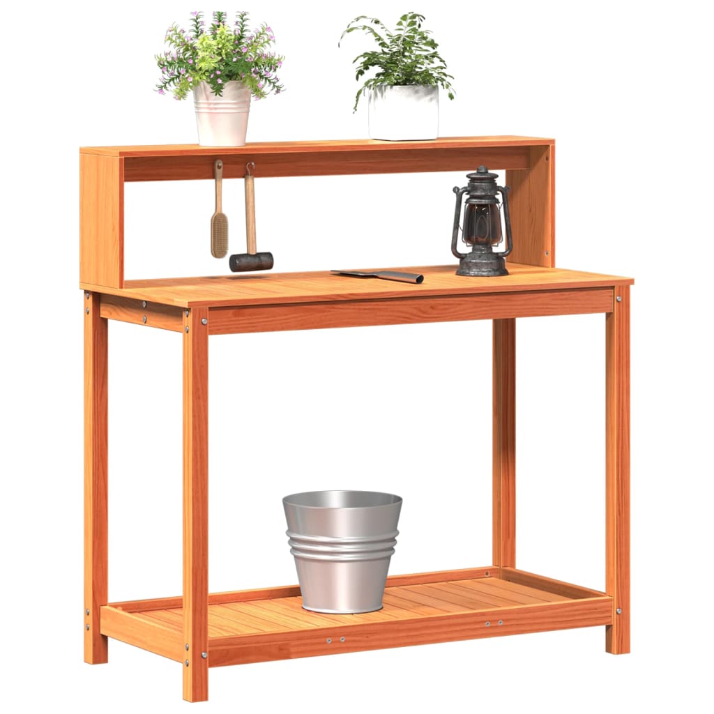 vidaXL Přesazovací stůl s policemi hnědý 108x50x109,5 cm borové dřevo