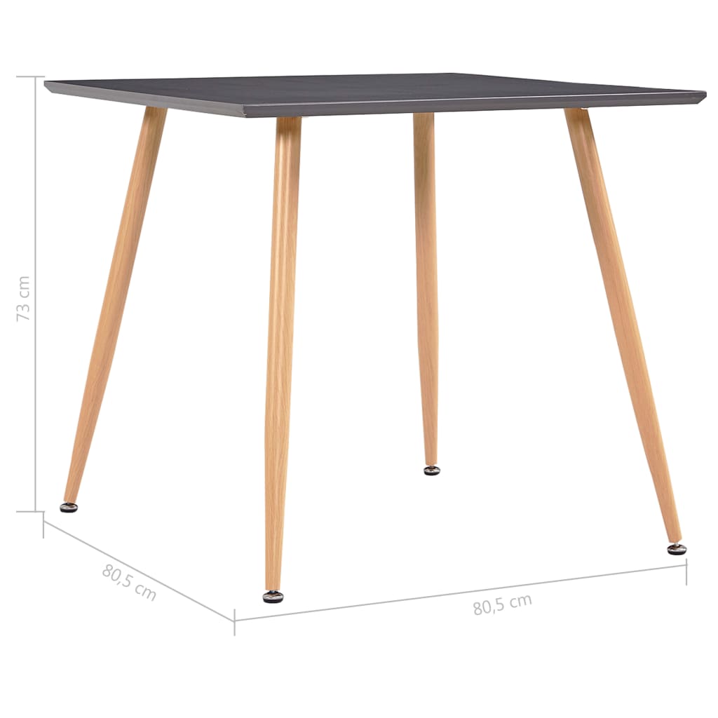 vidaXL Jídelní stůl šedý a dubový 80,5 x 80,5 x 73 cm MDF