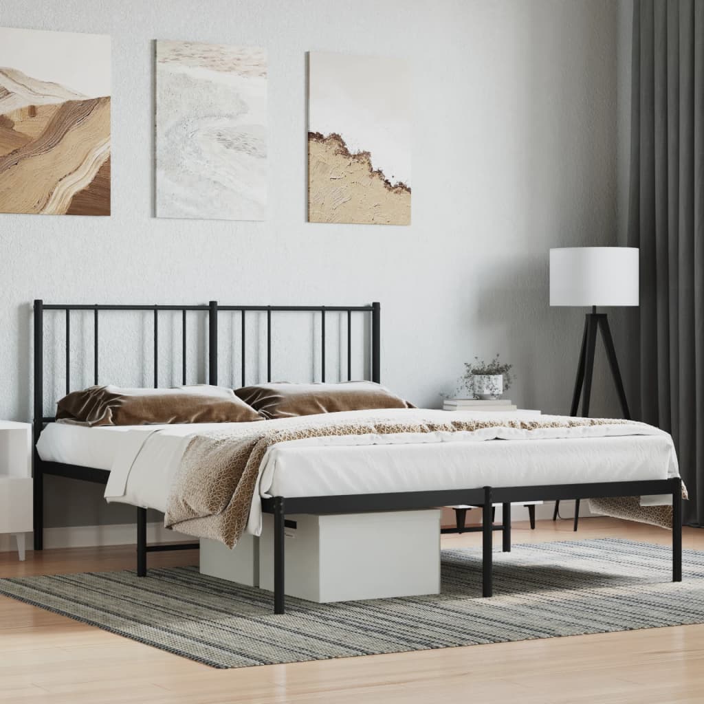 vidaXL Kovový rám postele s čelem černý 160 x 200 cm