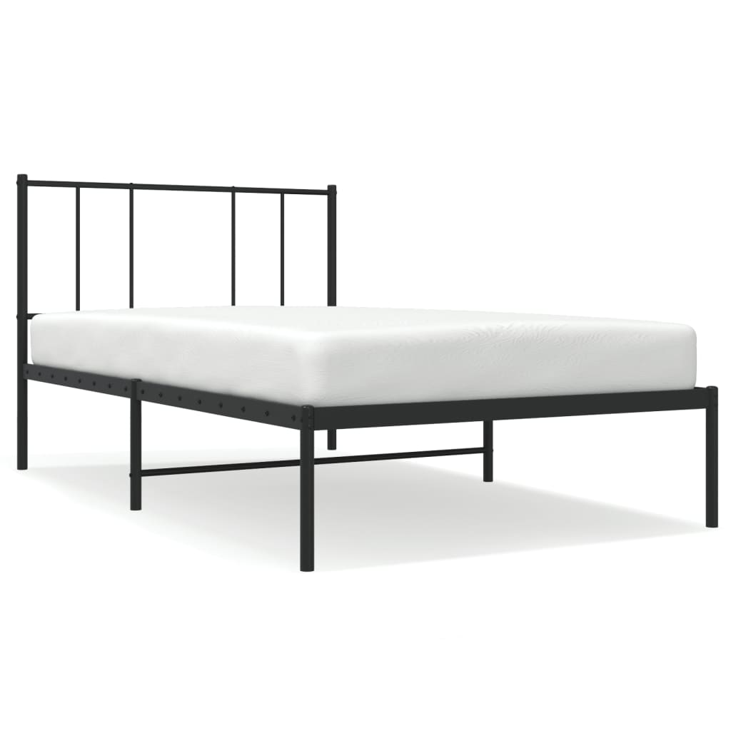 vidaXL Kovový rám postele s čelem černý 75 x 190 cm