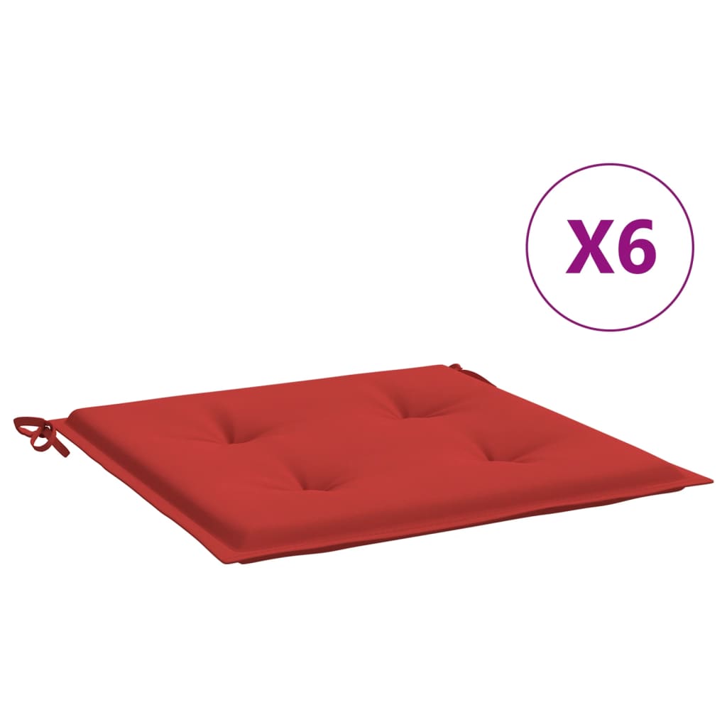 vidaXL Podušky na zahradní židli 6 ks červené 50x50x3 cm látka oxford