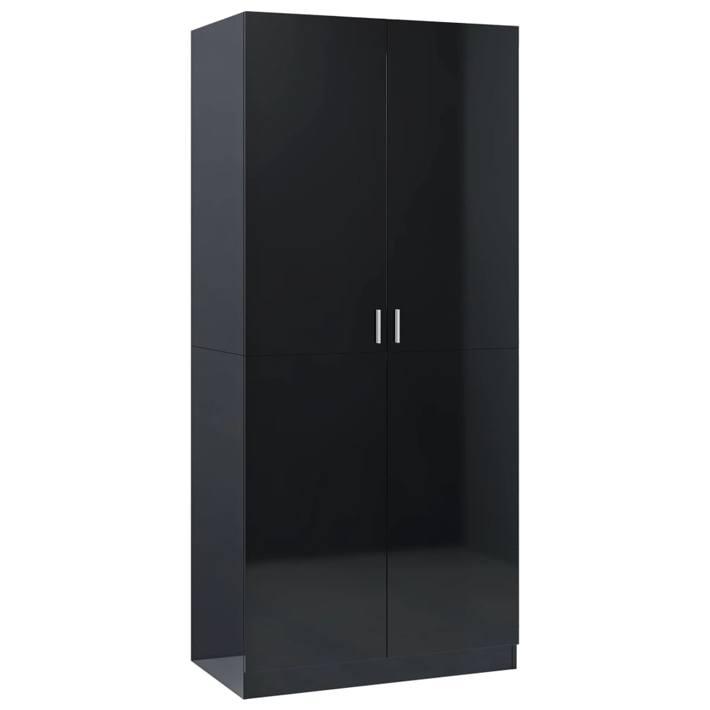 vidaXL Šatní skříň černá s vysokým leskem 80 x 52 x 180 cm dřevotříska