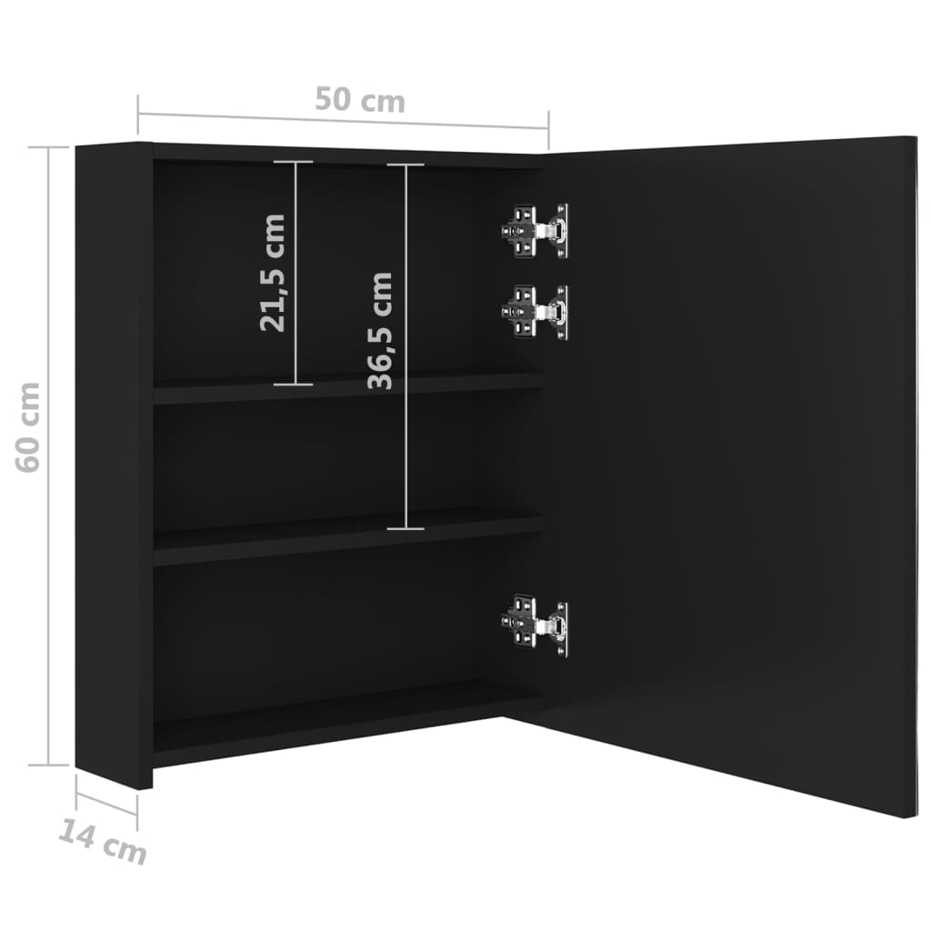vidaXL LED koupelnová skříňka se zrcadlem černá 50 x 14 x 60 cm