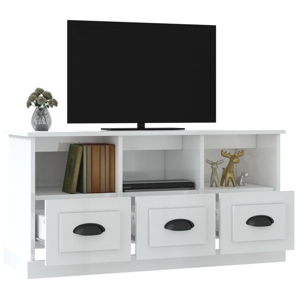 vidaXL TV skříňka bílá s vysokým leskem 100x35x50 cm kompozitní dřevo