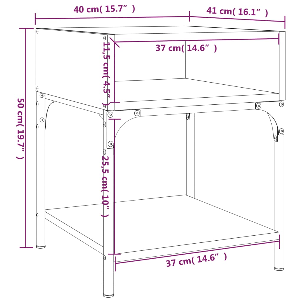 vidaXL Noční stolek šedý sonoma 40 x 41 x 50 cm kompozitní dřevo