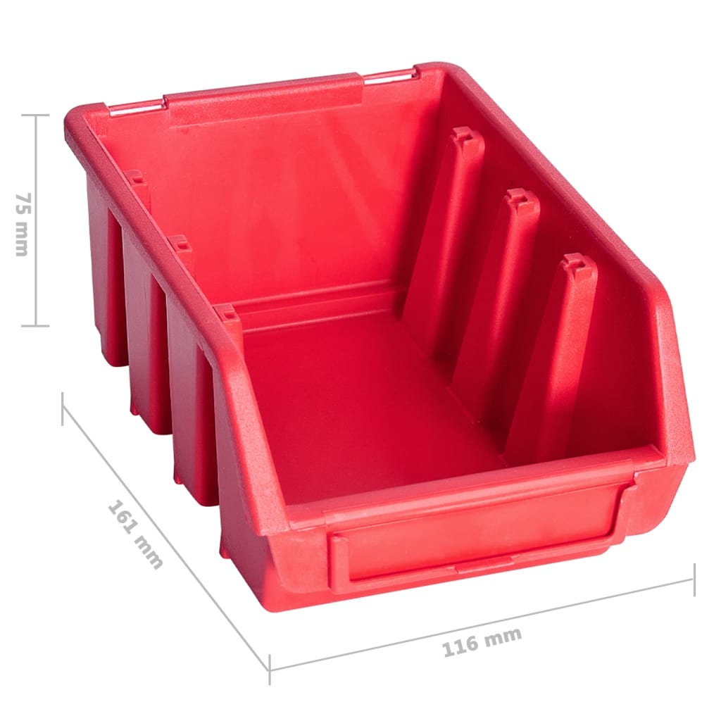 vidaXL 103dílný set skladovacích zásobníků nástěnné díly červenočerný