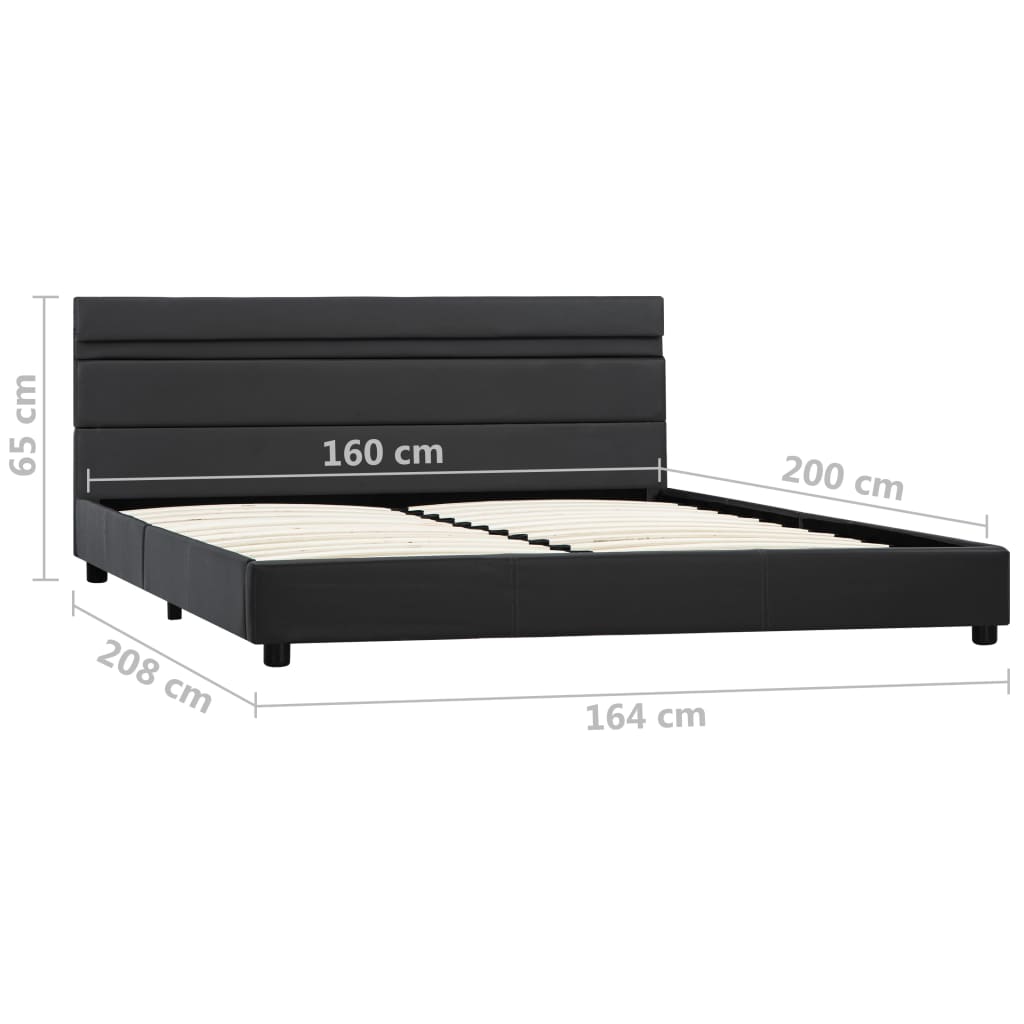 vidaXL Rám postele s LED světlem šedý umělá kůže 160 x 200 cm