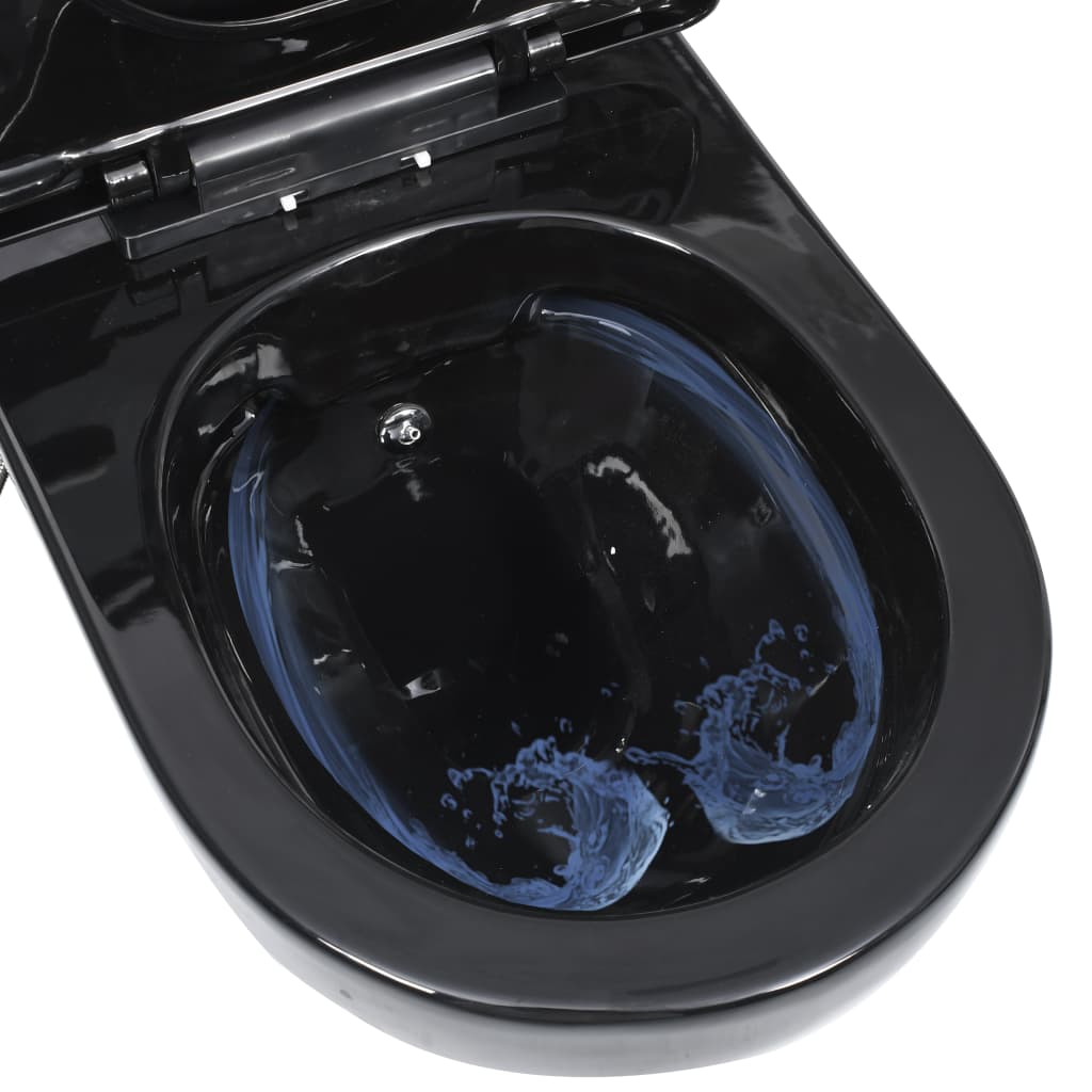 vidaXL Závěsné WC bez oplachového kruhu funkce bidetu keramické černé
