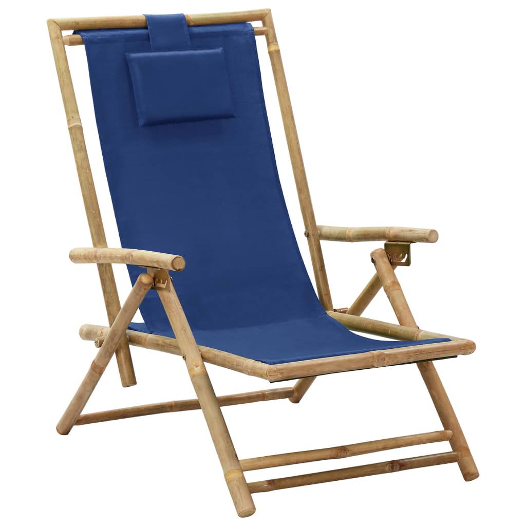vidaXL Polohovací relaxační křeslo námořnicky modré bambus a textil