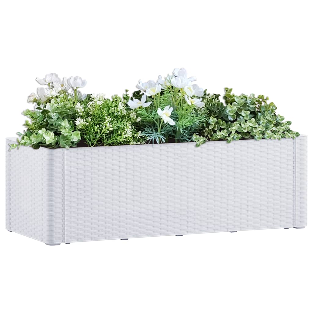 vidaXL Zahradní vyvýšený záhon se samozavlažováním bílý 100x43x33 cm