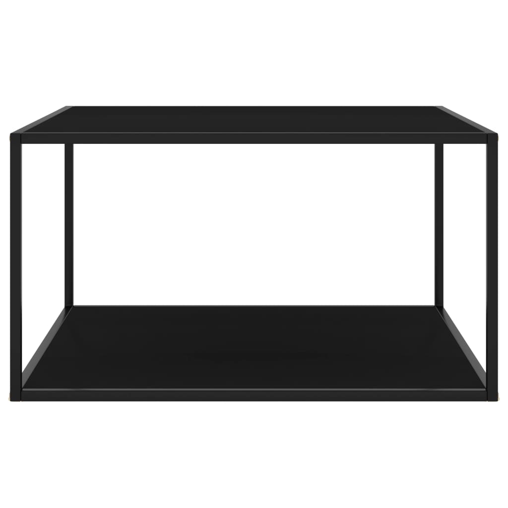 vidaXL Konferenční stolek černý s černým sklem 90 x 90 x 50 cm