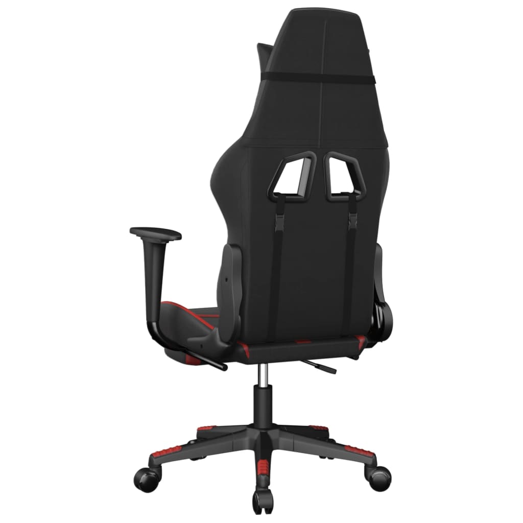 vidaXL Masážní herní židle s podnožkou černá a červená umělá kůže