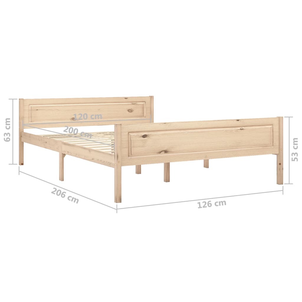 vidaXL Rám postele masivní borové dřevo 120 x 200 cm