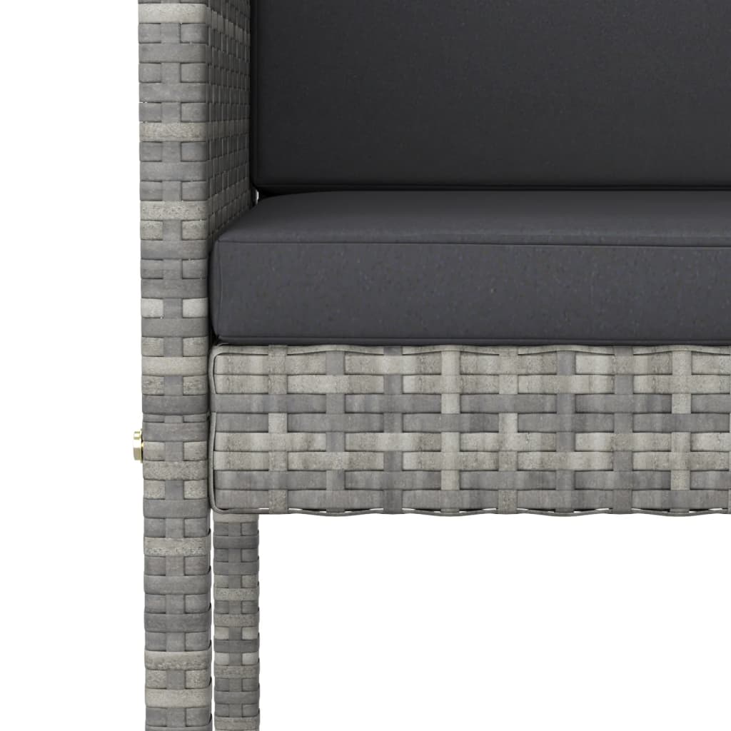 vidaXL Barové stoličky 2 ks s poduškami šedé polyratan