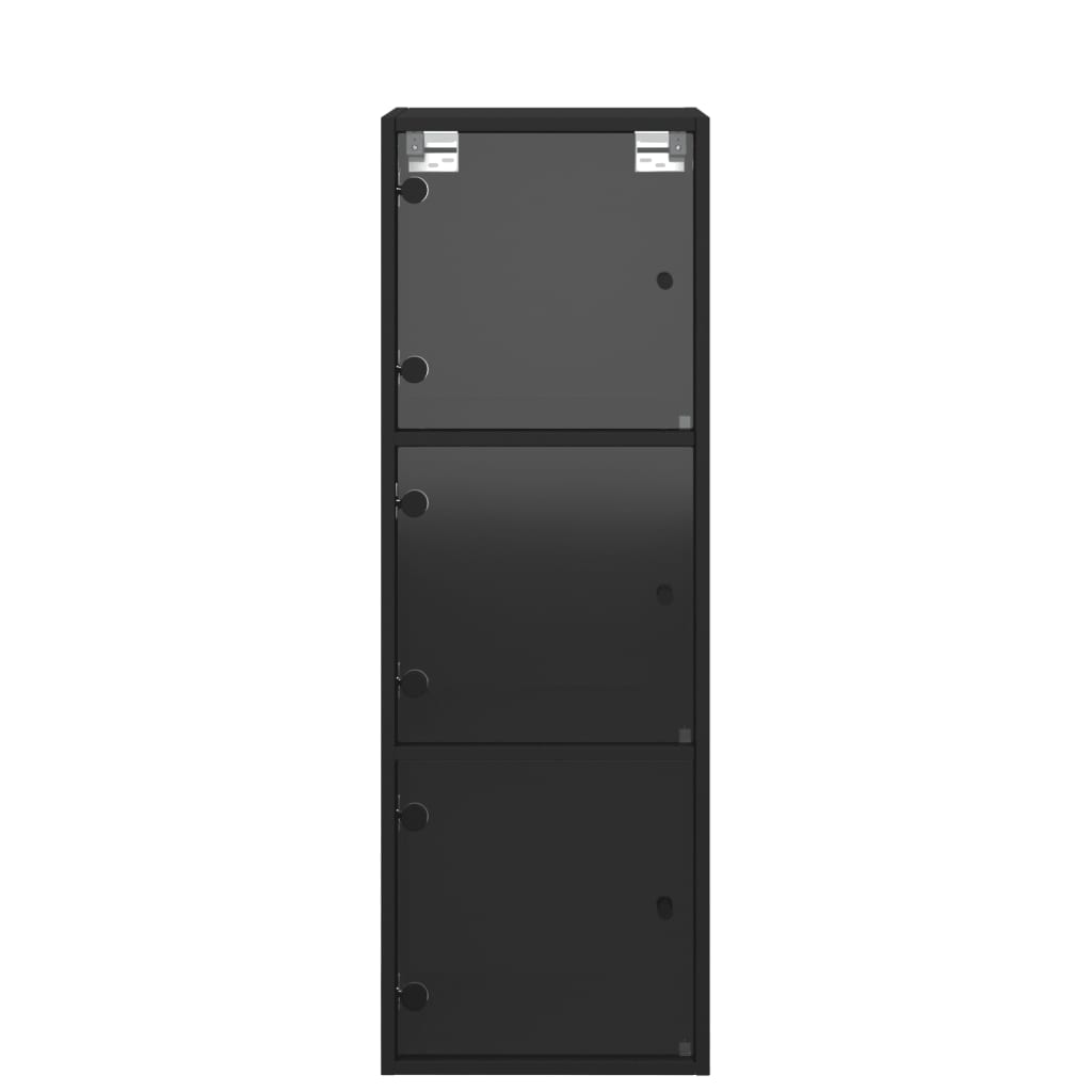 vidaXL Nástěnná skříňka se skleněnými dvířky černá 35x37x100 cm