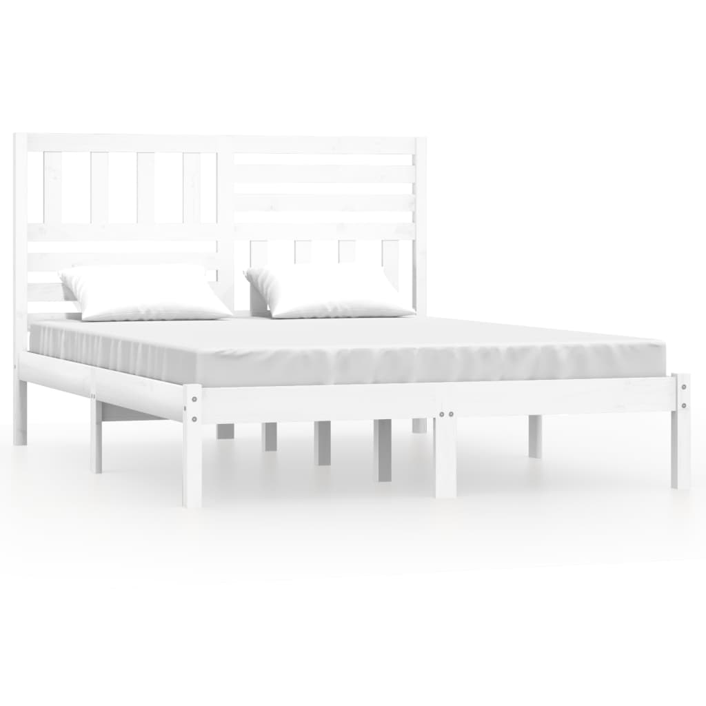 vidaXL Rám postele bílý 150 x 200 cm King Size masivní borové dřevo