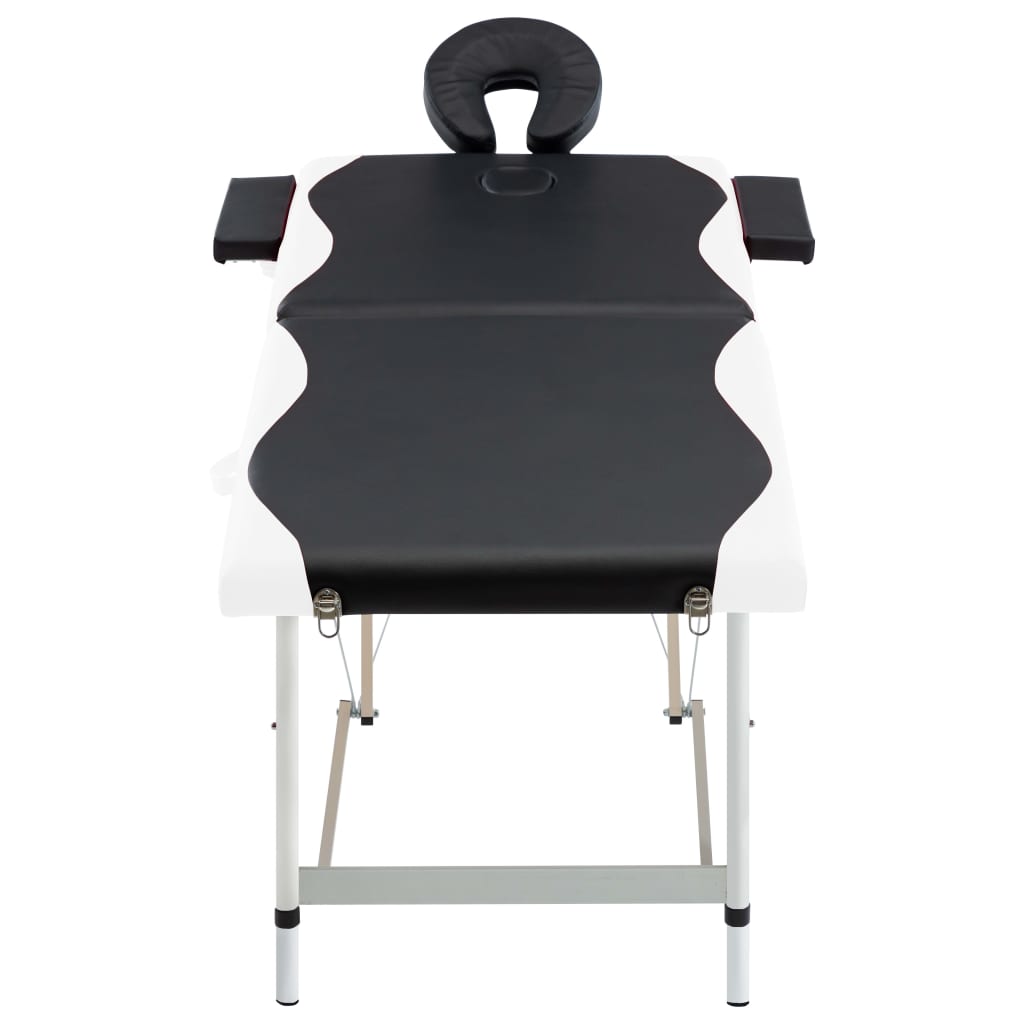 vidaXL Skládací masážní stůl se 2 zónami hliník černý a bílý