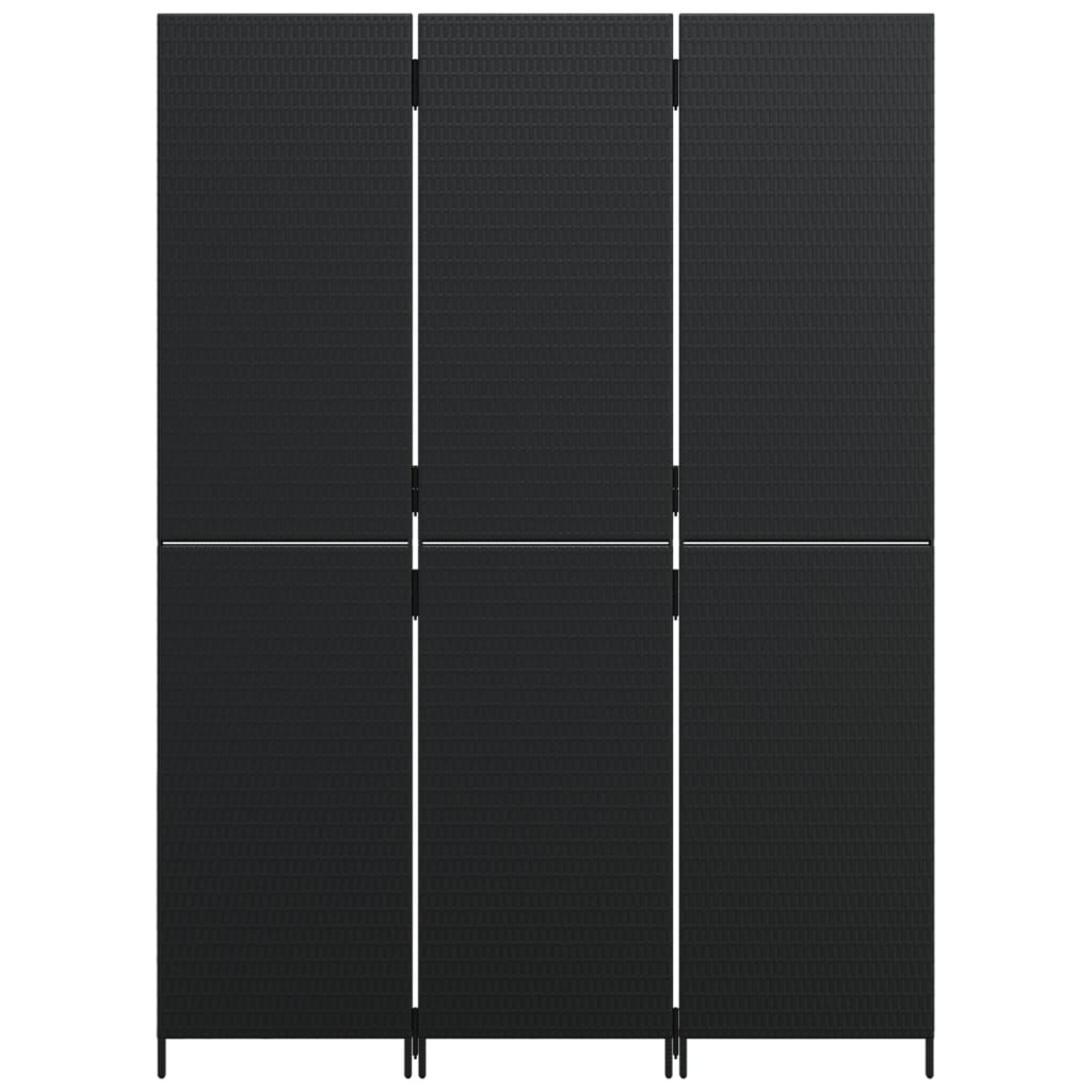 vidaXL Dělicí stěna 3 panely černá polyratan