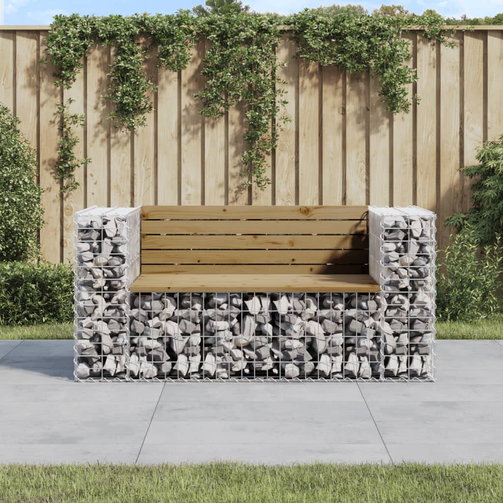 vidaXL Zahradní lavice gabionový design 143x71x65,5 cm borové dřevo