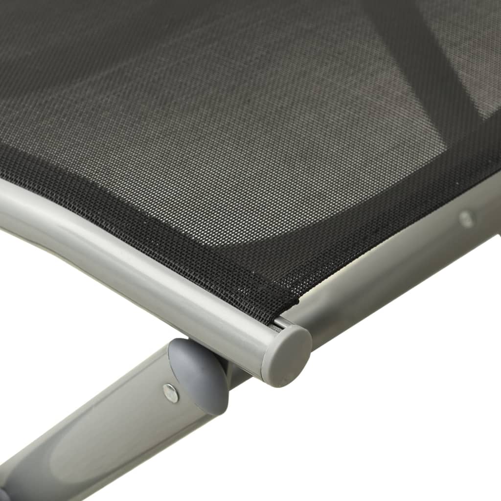 vidaXL Skládací podnožka černo-stříbrná textilen a hliník
