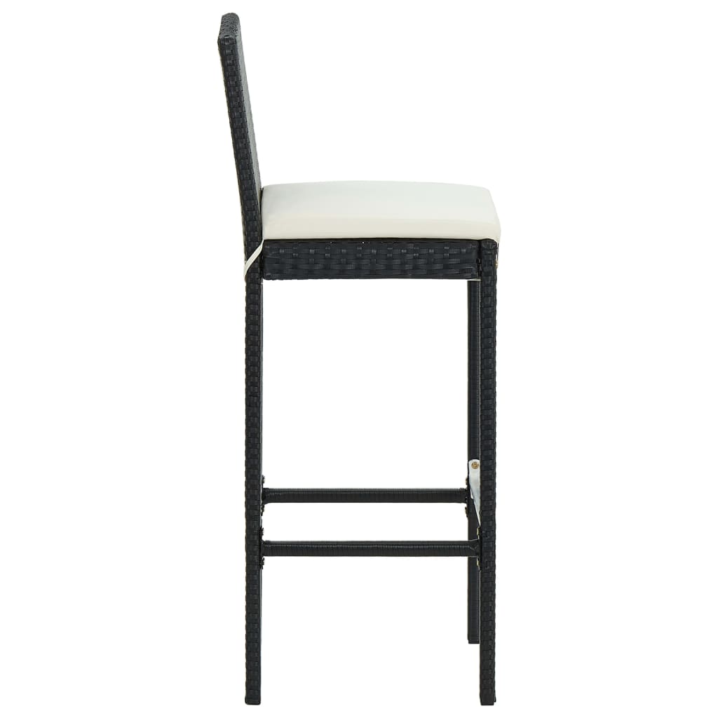 vidaXL Zahradní barové stoličky s poduškami 4 ks černé polyratan