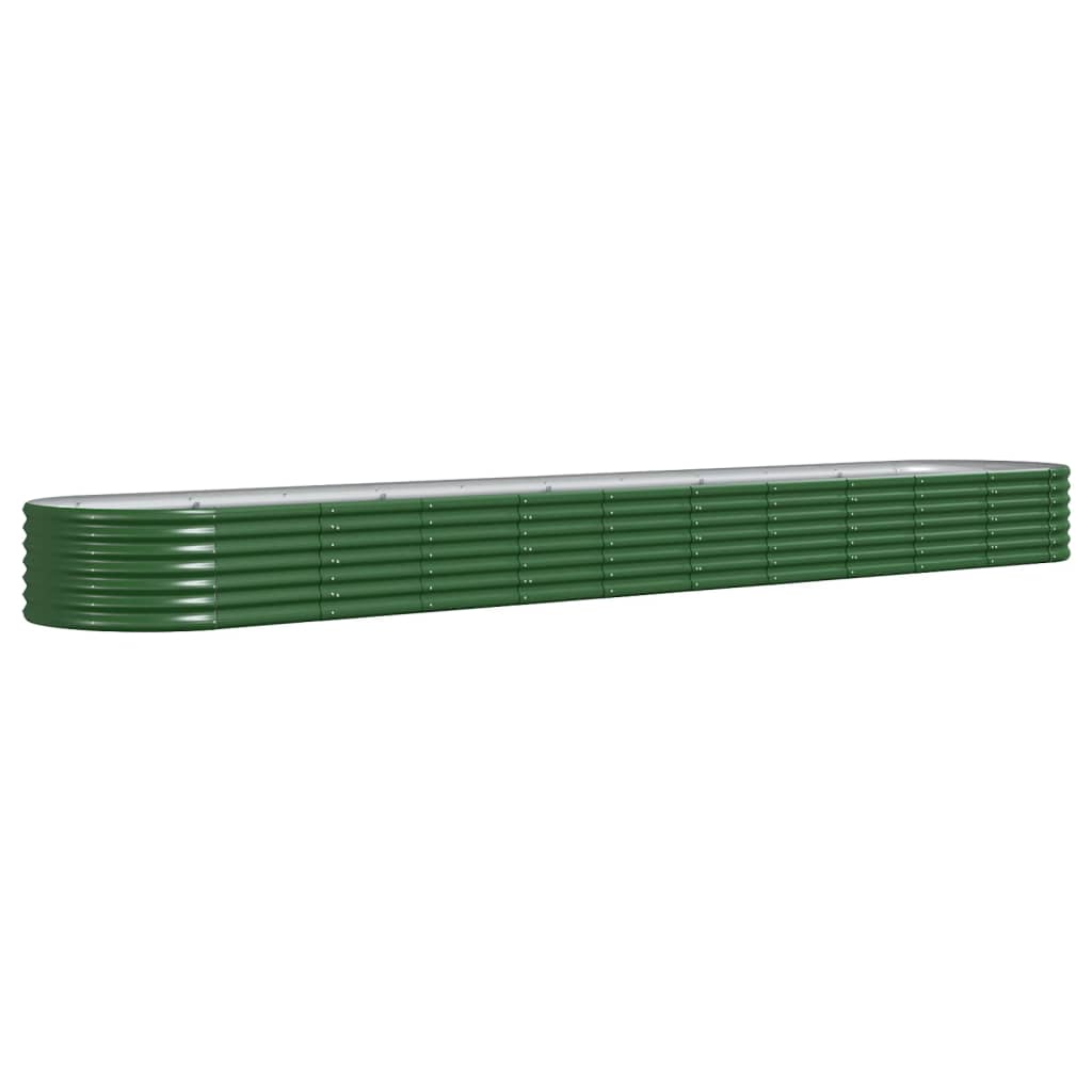 vidaXL Zahradní truhlík práškově lakovaná ocel 440 x 80 x 36 cm zelený