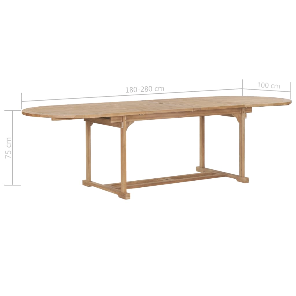 vidaXL Rozkládací zahradní stůl 180–280x100x75 cm masivní teak oválný