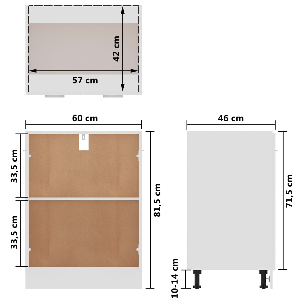 vidaXL Spodní skříňka bílá 60 x 46 x 81,5 cm dřevotříska