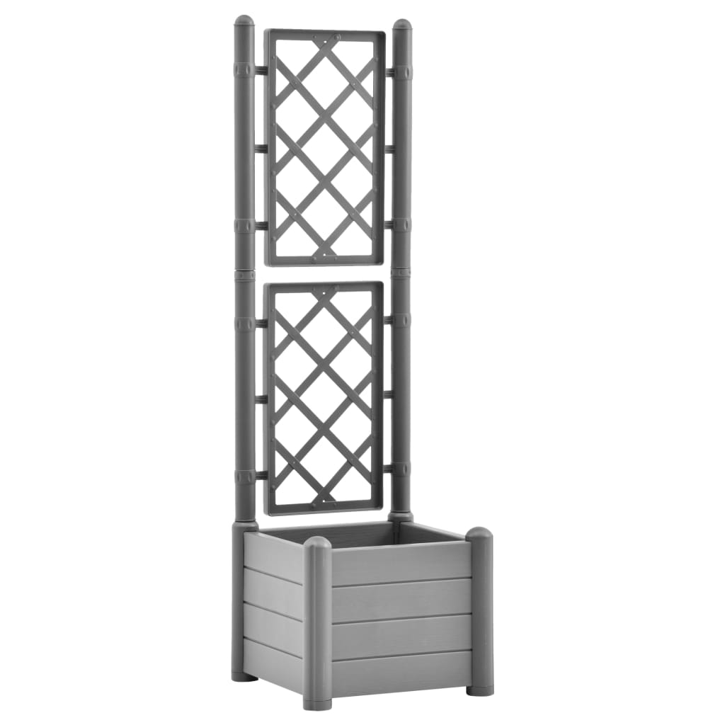 vidaXL Zahradní truhlík s treláží 43 x 43 x 142 cm PP kamenný šedý