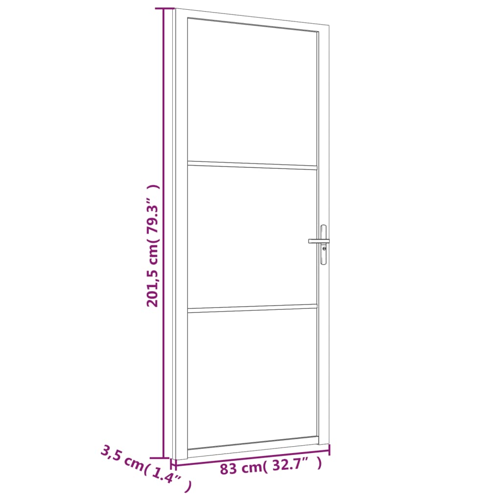 vidaXL Interiérové dveře 83 x 201,5 cm černé ESG sklo a hliník