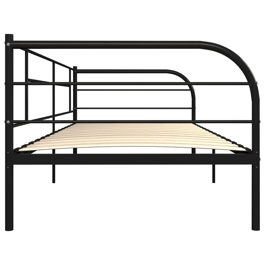 vidaXL Rám denní postele černý kov 90 x 200 cm
