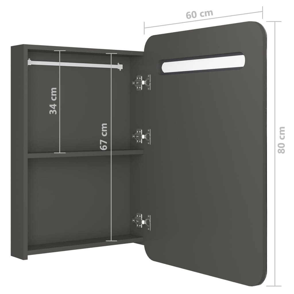 vidaXL LED koupelnová skříňka se zrcadlem antracitová 60 x 11 x 80 cm