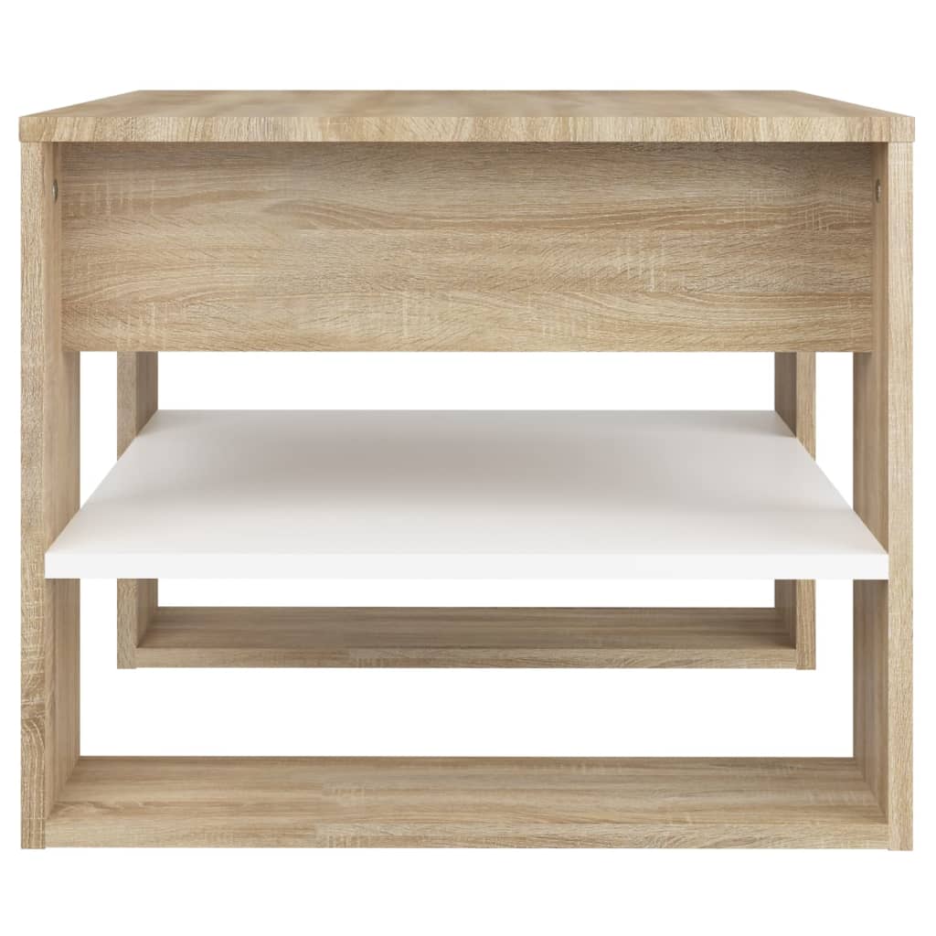 vidaXL Konferenční stolek bílý a dub sonoma 55,5 x 55 x 45 cm