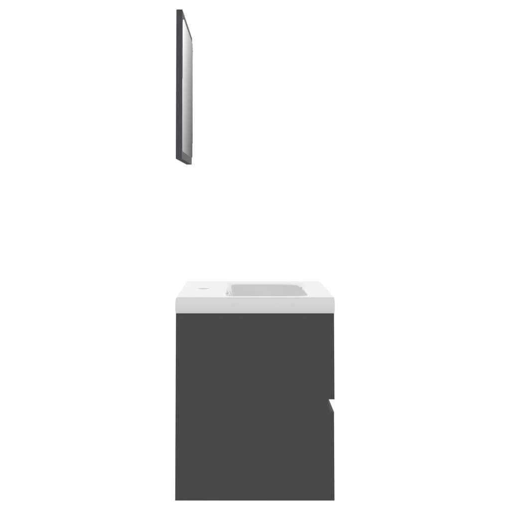 vidaXL Set koupelnového nábytku šedý dřevotříska