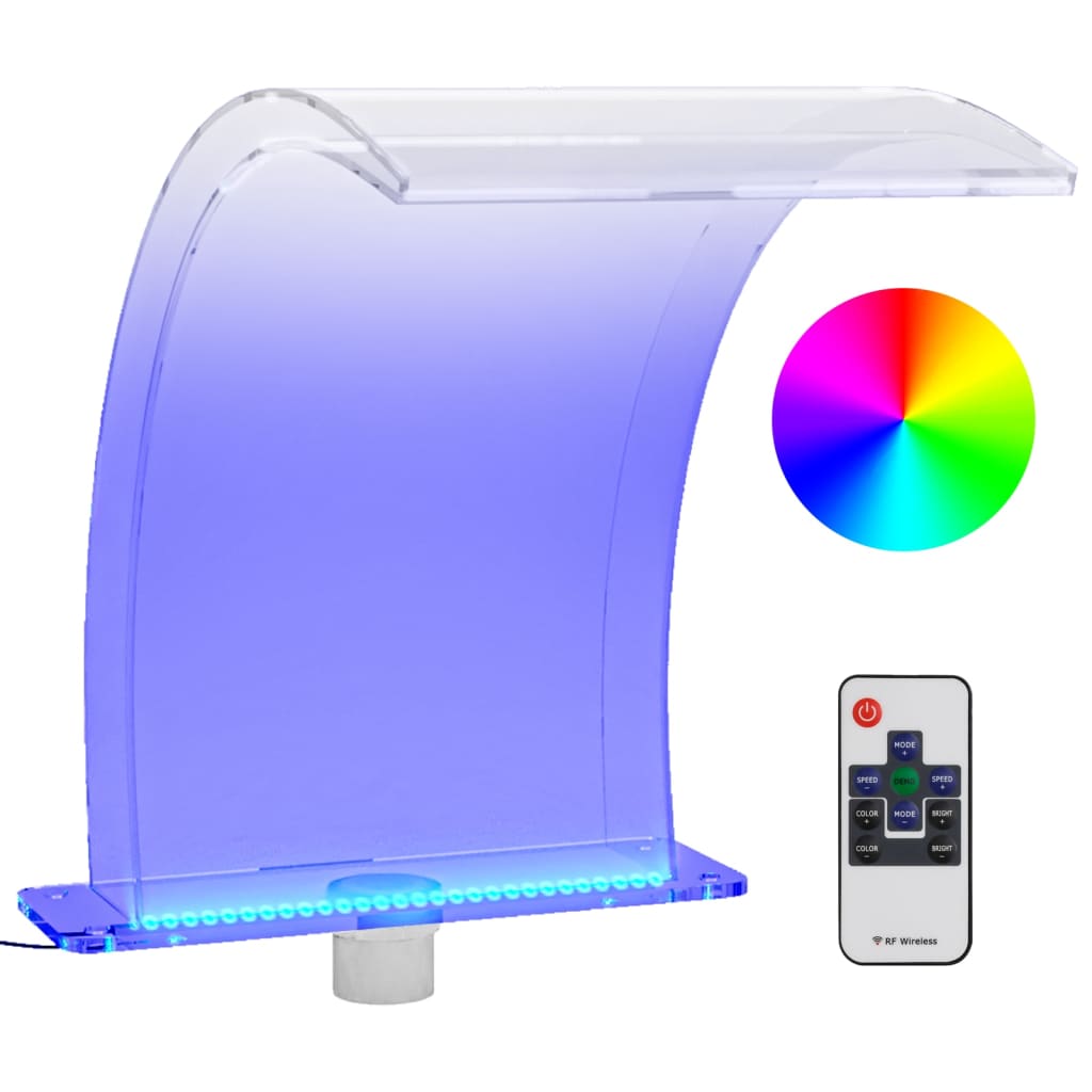 vidaXL Bazénová fontána s RGB LED osvětlením a konektory akryl 50 cm