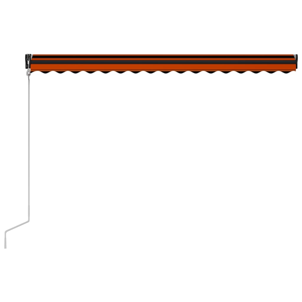 vidaXL Zatahovací markýza senzor větru a LED 400x300 cm oranžovo-hnědá