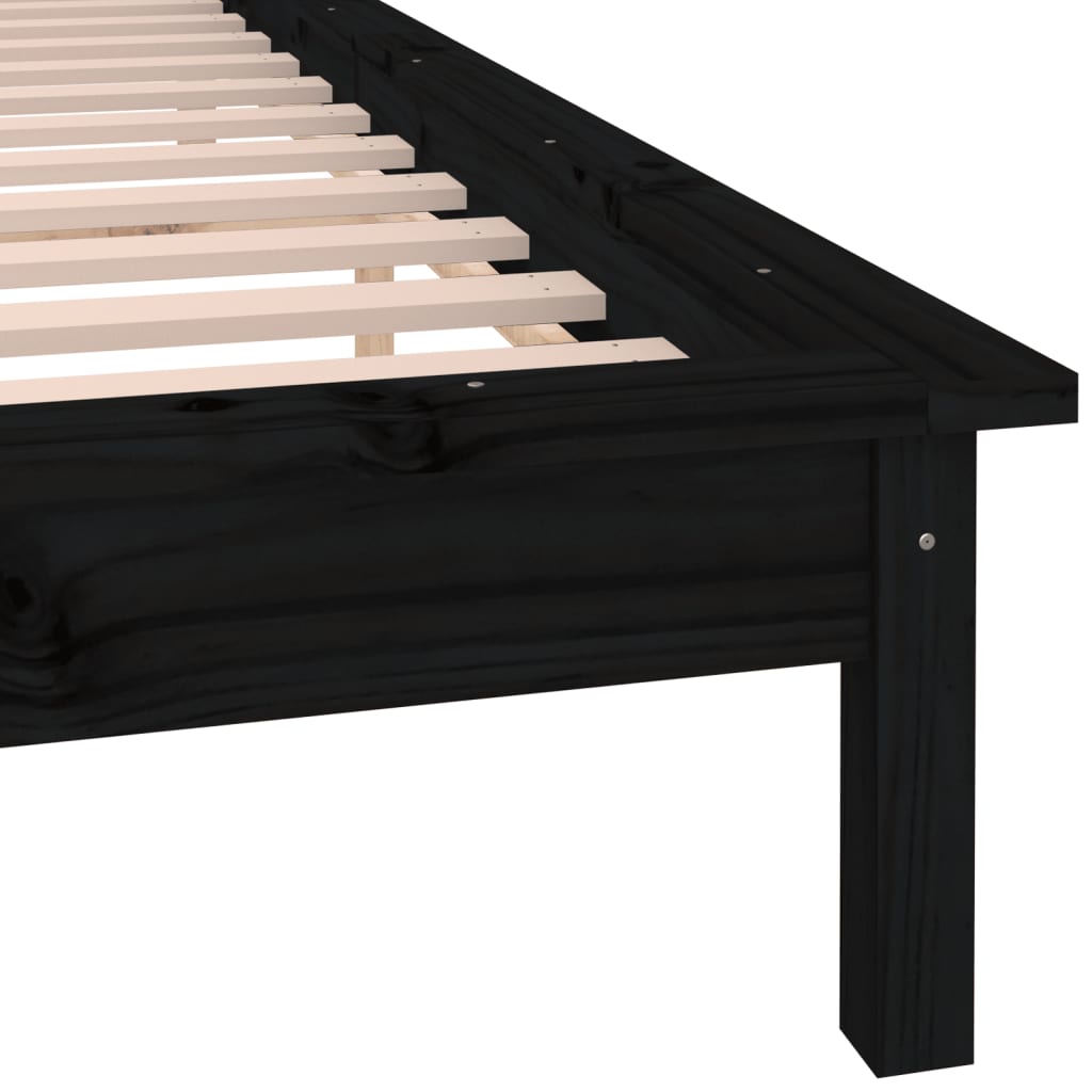 vidaXL Rám postele s LED černý 150 x 200 cm King Size masivní dřevo
