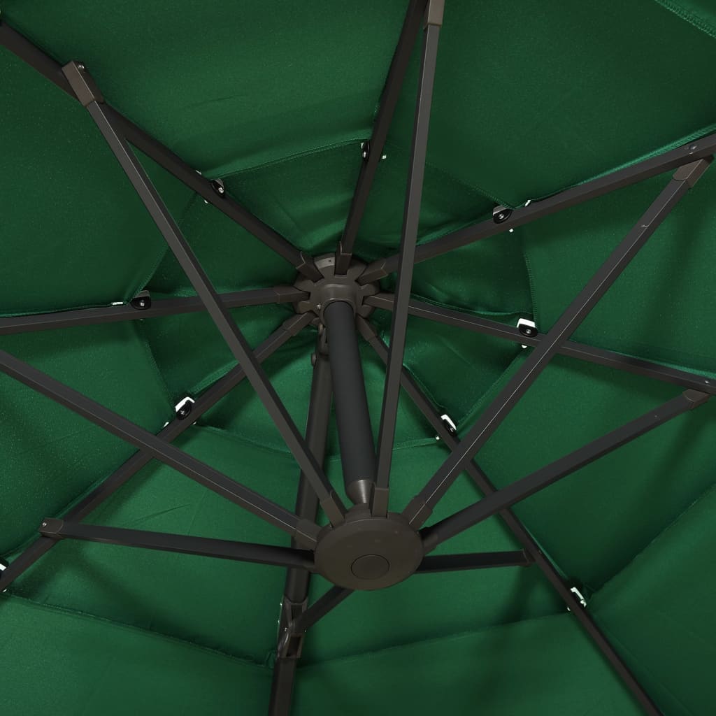 vidaXL 4stupňový zahradní slunečník s hliníkovou tyčí zelený 3 x 3 m