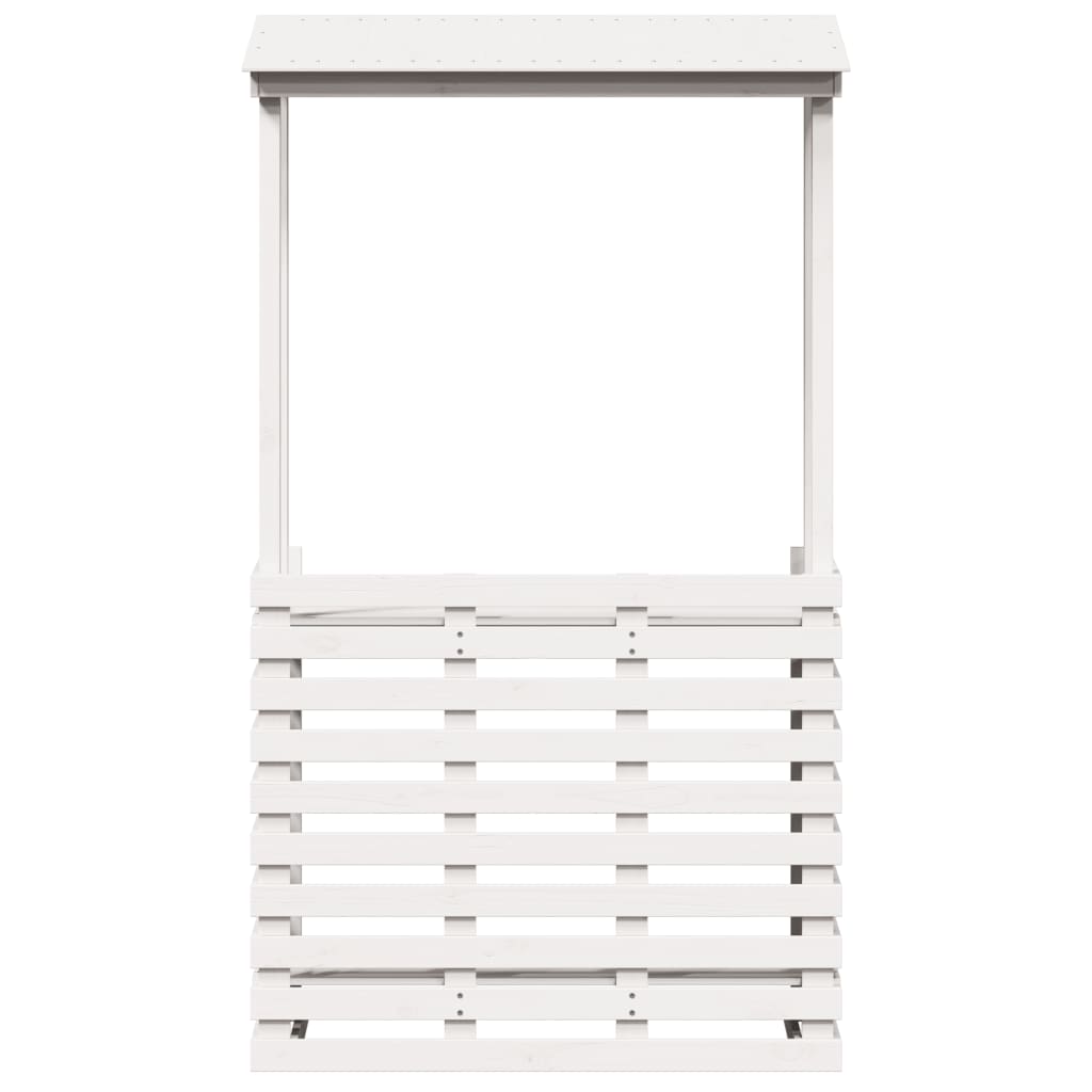 vidaXL Venkovní barový stůl se stříškou bílý 112,5x57x195,5 cm masiv