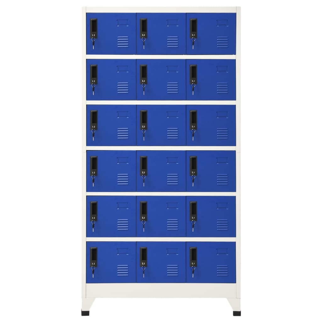vidaXL Uzamykatelná skříň šedá a modrá 90 x 40 x 180 cm ocel
