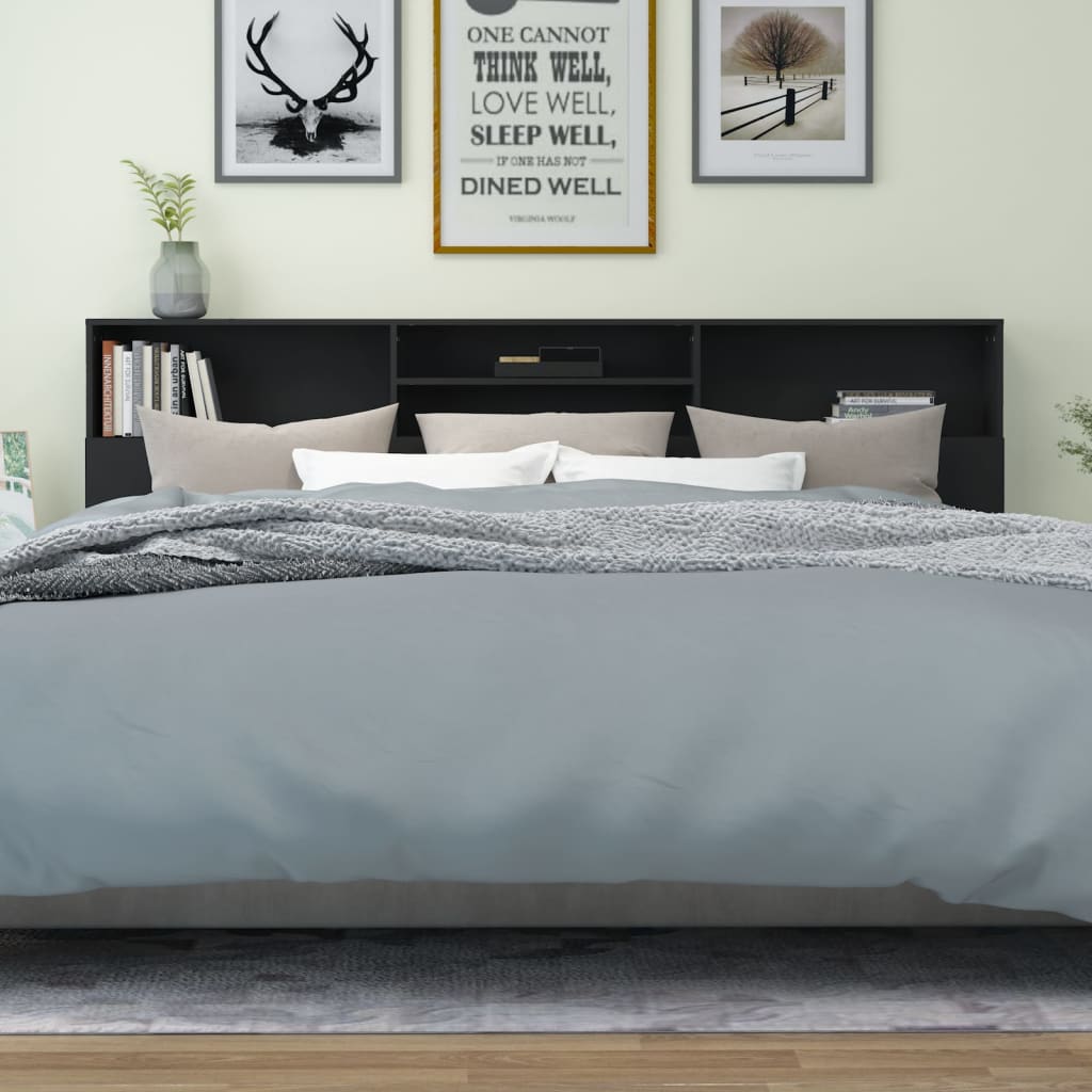 vidaXL Čelo postele s úložným prostorem černá 200 x 19 x 103,5 cm