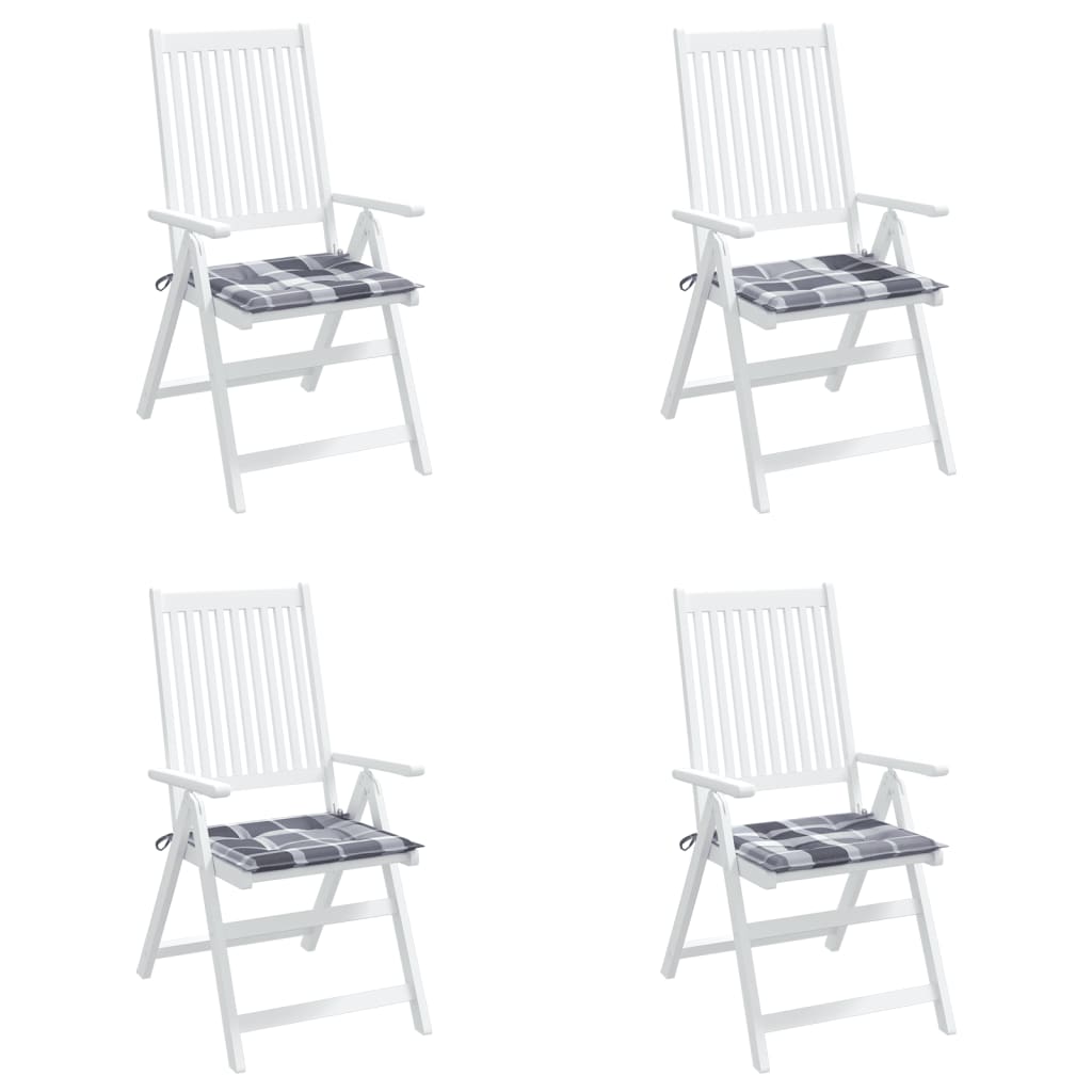 vidaXL Podušky na zahradní židli 4 ks šedé kárované 50x50x3 cm oxford