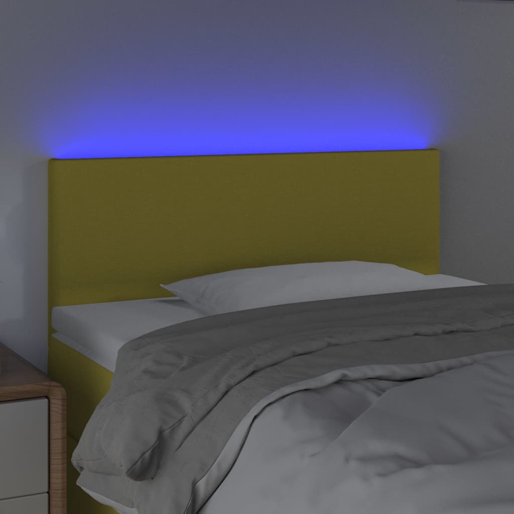 vidaXL Čelo postele s LED zelené 90x5x78/88 cm textil