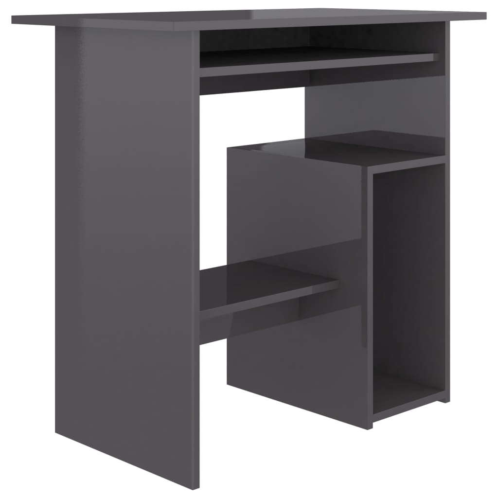 vidaXL Psací stůl šedý s vysokým leskem 80 x 45 x 74 cm dřevotříska